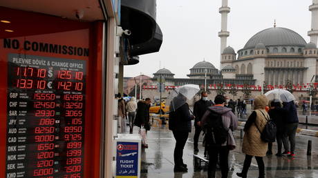 A currency exchange office in Istanbul, Turkey November 23, 2021.