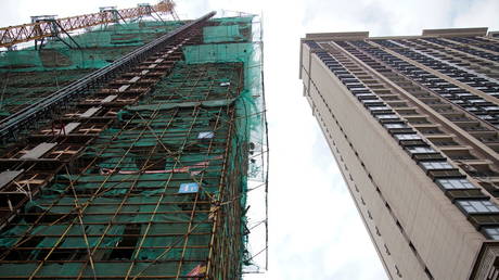 Unfinished residential building at Evergrande Cultural Tourism City, a China Evergrande Group project whose construction has halted, in Suzhou's Taicang, China, October 22, 2021.
