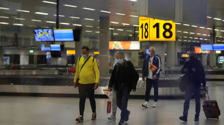 Schiphol Airport after authorities said 61 people who arrived in Amsterdam from South Africa tested positive for Covid-19