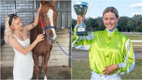 Aussie teenage jockey star in induced coma after horror fall from horse on crossing finish line