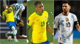 Outrage after Argentina defender leaves Brazil rival bloodied as Messi & Co seal World Cup spot (VIDEO)