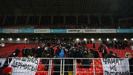 A large section of Spartak fans walked out in the 20th minute of their match on Saturday night. © RIA Novosti