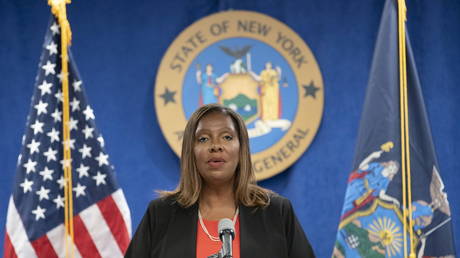 File photo: New York State Attorney General Letitia James speaks at a news conference in New York City, August 3, 2021.