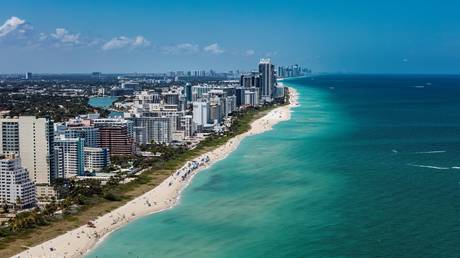 Aerial view of South Beach in Miami, Florida.