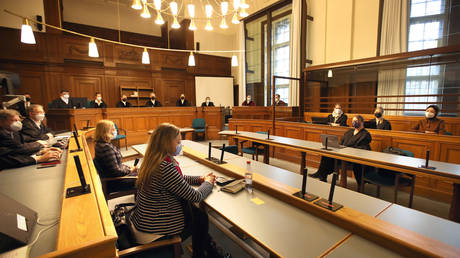 A general view during the day of the verdict in the 'Tiergarten' murder trial against suspected Russian assassin Vadim K. at the Berlin Tribunal on December 15, 2021 in Berlin, Germany. © Mika Savolainen - Pool / Getty Images