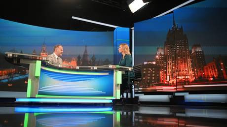 RT DE host Stefan Pollak interviews Russian Foreign Ministry spokeswoman Maria Zakharova in Moscow, Russia, December 16, 2021
