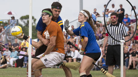 A moment during a Quidditch World Cup VI game in Kissimmee, Florida, April 14, 2013.