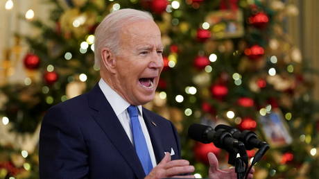 US President Joe Biden speaks about the country's fight against Covid-19 at the White House, December 21, 2021.