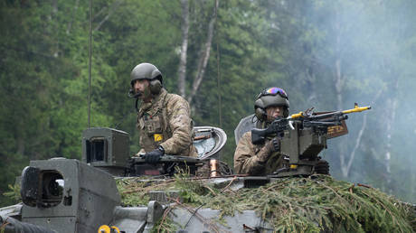 NATO troops during a drill in Tapa, Estonia, May 2021. © Raigo Pajula/AFP