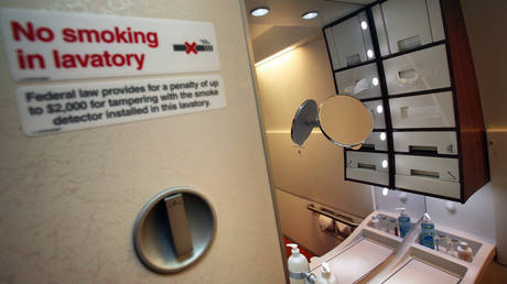 FILE PHOTO: A lavatory on a plane. © AFP / Lionel Bonaventure
