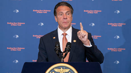 Ex-Governor Andrew Cuomo is shown speaking at an event last July in New York City.