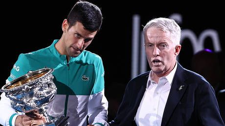 Novak Djokovic and Australian Open chief Craig Tiley. © Getty Images