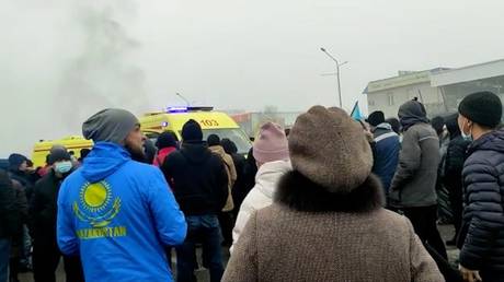 People attend protests triggered by fuel price hike in Almaty, Kazakhstan. © Sputnik