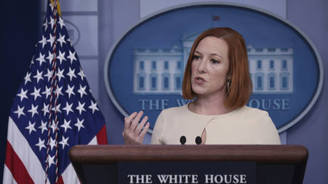 White House press secretary Jen Psaki answers questions at the White House on the one year anniversary of the January 6 Capitol riot
