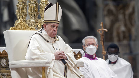 Pope Francis celebrates Holy Mass. © Pool / A.Giuliani / GG / Mondadori Portfolio / Getty Images