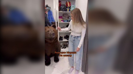 Russian TikToker explains why she showed her toddler to a giant bear (VIDEOS)