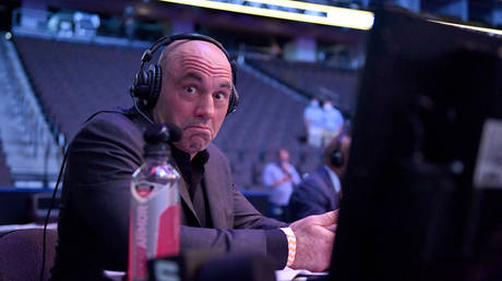 Joe Rogan during UFC 249 at VyStar Veterans Memorial Arena on May 09, 2020 in Jacksonville, Florida.