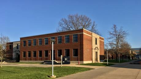 Fenton Hall, home of the philosophy department, as seen from the northwest, State University of New York at Fredonia, New York, April 2020