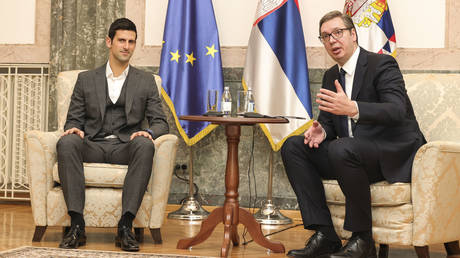 Novak Djokovic sat down with Serbian President Aleksandar Vucic. © Getty Images