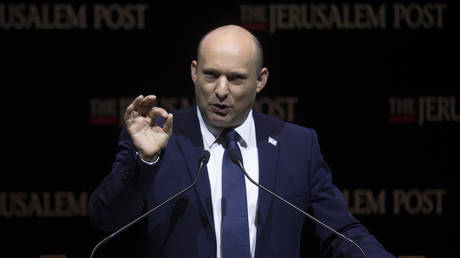 Israeli Prime Minister Naftali Bennett speaks at the Jerusalem Post's annual conference in Jerusalem, Israel