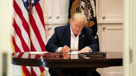 President Donald Trump working in 2020. © Joyce N. Boghosian / The White House / Getty Images