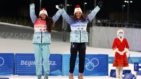 Yulia Stupak and Natalia Nepryaeva were on the podium again in Beijing. © Clive Rose/Getty Images