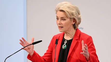 Ursula von der Leyen, President of the European Commission, speaks at the 58th Munich Security Conference. © Tobias Hase / picture alliance via Getty Images
