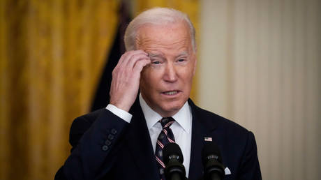 President Joe Biden is shown speaking to reporters on Tuesday at the White House.