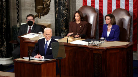President Joe Biden gives his State of the Union address during a joint session of Congress at the U.S. Capitol. © Julia Nikhinson-Pool / Getty Images