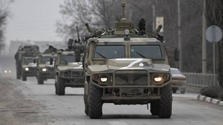 A column of Russian military equipment. © RIA/Konstantin Mikhalchevsky