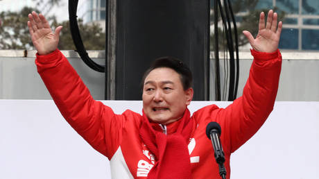 South Korean President-elect Yoon Suk-yeol is shown campaigning last month in Seoul.