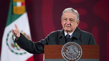 Mexican President Andres Manuel Lopez Obrador speaks at a press event in Mexico City, January 17, 2022. © Mexican Presidency/AFP