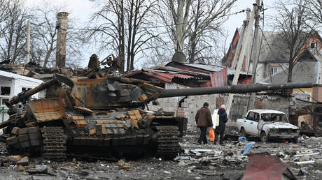 A destroyed tank of the Ukrainian armed forces. © Sputnik / Maksim Blinov