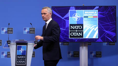 NATO Secretary General Jens Stoltenberg arrives to give a press conference after the Extraordinary Summit of NATO Heads of State and Government in Brussels, Belgium on March 24, 2022. © Halil Sagirkaya / Anadolu Agency via Getty Images