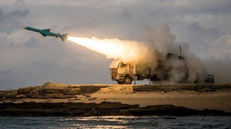 FILE PHOTO: Iran’s navy test-fires a 'Noor' anti-ship cruise missile during a military drill near Makran in southeastern Iran,  January, 29, 2016.