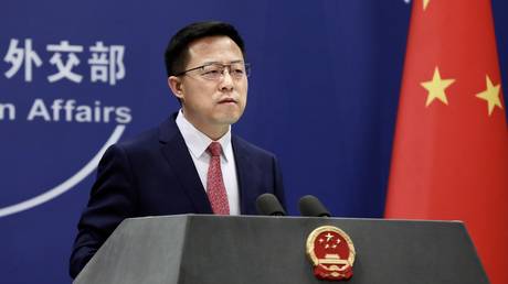 FILE PHOTO. Zhao Lijian attends a news conference. ©VCG via Getty Images