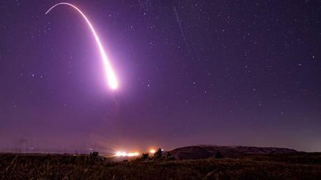 FILE PHOTO: An unarmed Minuteman 3 intercontinental ballistic missile test launch at Vandenberg Air Force Base, California