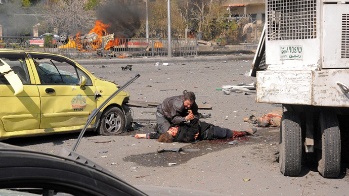 A powerful car bomb explosion near the headquarters of Syria's ruling Baath party in the centre of Damascus. (AFP Photo)