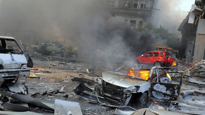 A powerful car bomb explosion near the headquarters of Syria's ruling Baath party in the centre of Damascus. (AFP Photo)