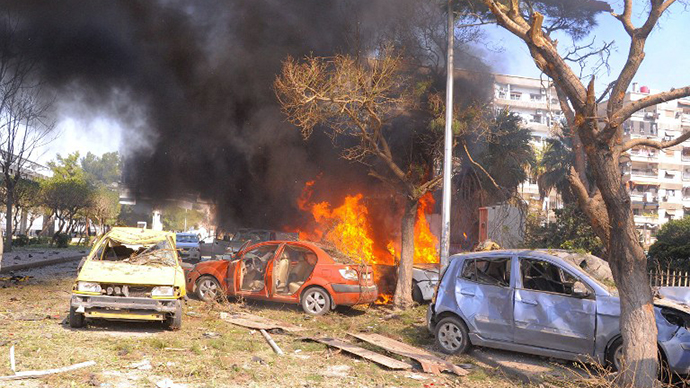 A powerful car bomb explosion near the headquarters of Syria's ruling Baath party in the centre of Damascus. (AFP Photo)