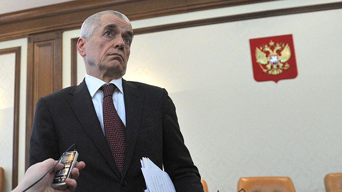 Head of the Federal Service for Supervision of Consumer Protection and Welfare Gennady Onishchenko during a briefing on the results of the meeting by staff of the Federal Service for Supervision of Consumer Protection and Welfare with the Georgian delegation on February 4, 2013. (RIA Novosti / Alexei Kudenko)