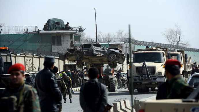 Suicide blast near Afghan Defense Ministry amid Hagel visit, 9 civilians dead