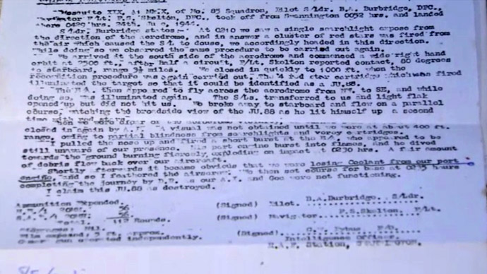 Branse Burbridge's flight log. Screenshot from RT video