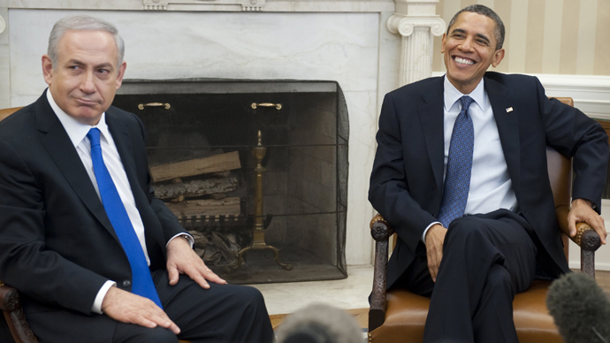 US President Barack Obama and Israeli Prime Minister Benjamin Netanyahu (L) speak during meetings in the Oval Office of the White House in Washington, DC, March 5, 2012 (AFP Photo / Saul Loeb)