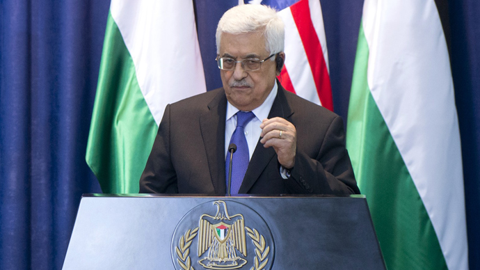 Mahmud Abbas at the Muqata, the Palestinian Authority headquarters, in the West Bank city of Ramallah on March 21, 2013 (AFP Photo / Saul Loeb)