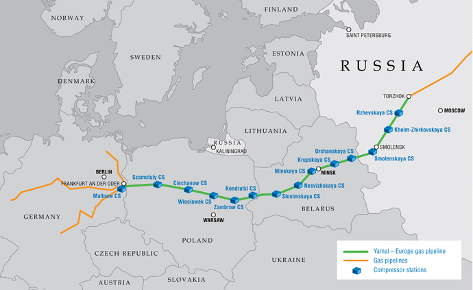 Outlining the Druzba pipeline, the worl'ds largest, in operation since 1962.