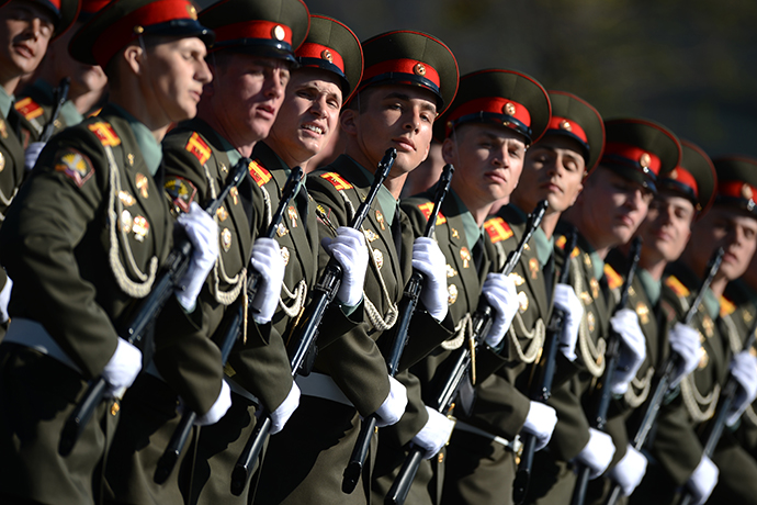 Parade formations march on Red Square during the Victory Parade on May 9, 2013.(RIA Novosti / Vladimir Astapkovich)