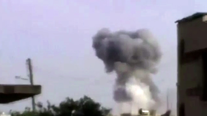 Qusair town near Homs. (An image grab taken from a video)