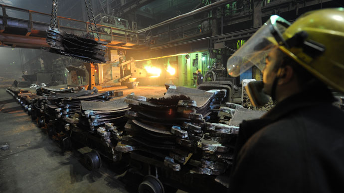 Work of the anode furnace in the melting shop at the copper smelting plant of Norilsk Nickel Combine.(RIA Novosti / Pavel Lysizin)