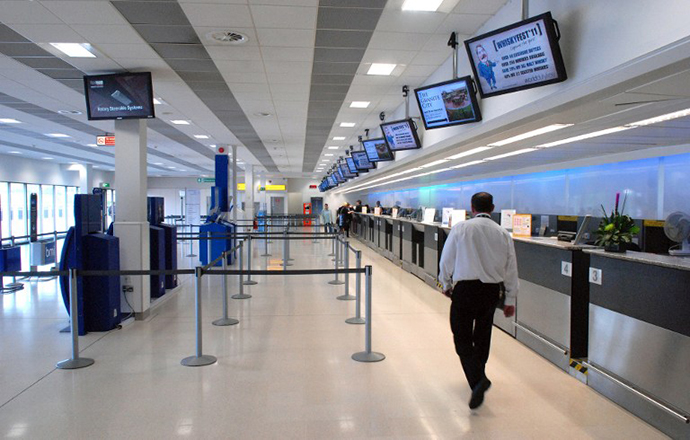 A flight check-in area is pictured at Aberdeen Airport in Scotland, where 3 CIA Rendition flights allegedly landed. (AFP Photo / Scott Campbell)